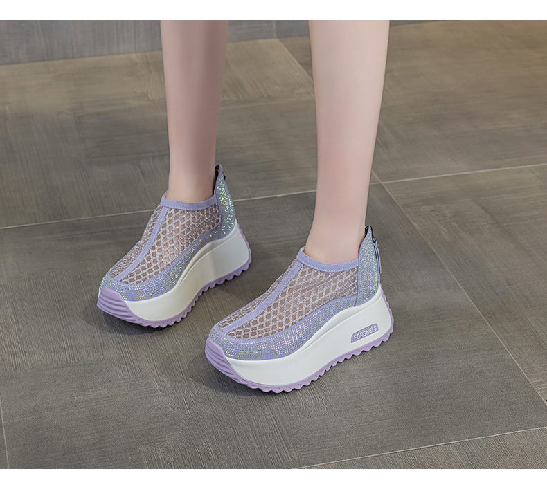 Giày sandal nữ đế dày tăng chiều cao mũi tròn lưới thoáng khí phong cách thể thao — M2839 màu xanh lam, M2839 màu be, M2839 màu đen, M2839 màu tím chi tiết 32