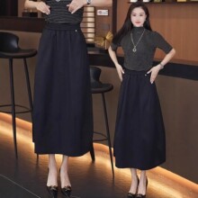 时尚通勤休闲韩版半身裙女2026年春夏爆款高腰宽松型拉链款A字裙