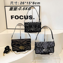 新款跨境斑马纹女包烫钻斜挎包时尚百搭寇家小方包欧美潮流单肩包