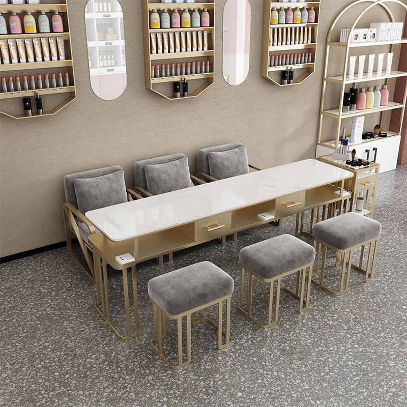 Minimalist manicure table, trendy manicure table and chair, new model for nail salons, single, double, and triple manicure tables