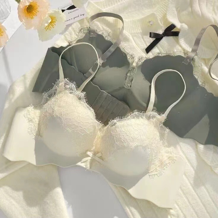 9856 Eden Garden Lace Seamless Underwear Women's Small Breast Push up Thickened No Wires One-Piece Girls Bra Set