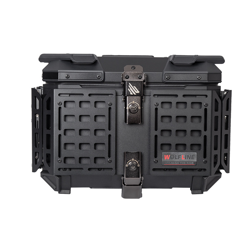 Clearance Sale: 45L Multifunctional Armored Black Aluminum Alloy Motorcycle Tail Box, Scooter Trunk, Foldable Box