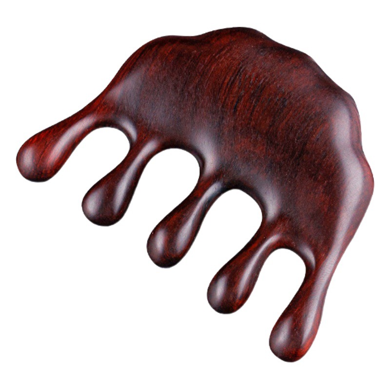 Masaje peine palisandro cuero cabelludo relajación Meridiano peine facial portátil antiestático sándalo verde peine de cinco dientes