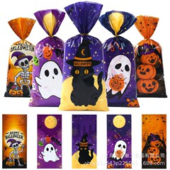 オリジナルハロウィンキャンディバッグ、子供用キャンディバッグ、ホリデーギフトバッグ、タイシルク平口食品プラスチック包装袋