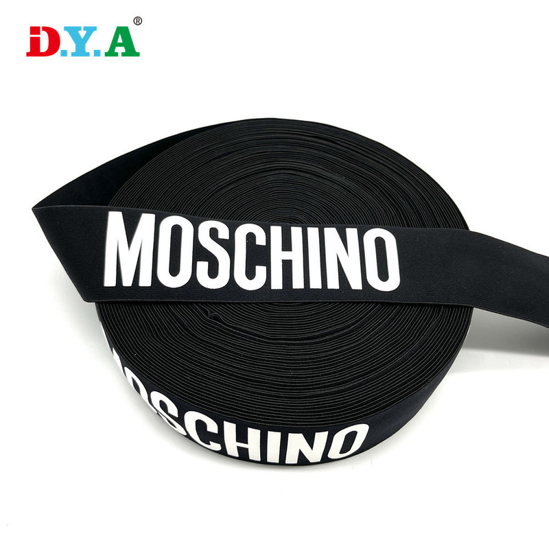Black Background and White Elastic Band with Printed Elastic Band, Swimming Trunks Waist Elastic Band, 5CM Screen Printing, Glue Printing Elastic Band Black Background and White Elastic Band with Printed Elastic Band, Swimming Trunks Waist Elastic Band, 5CM Screen Printing, Glue Printing Elastic Band