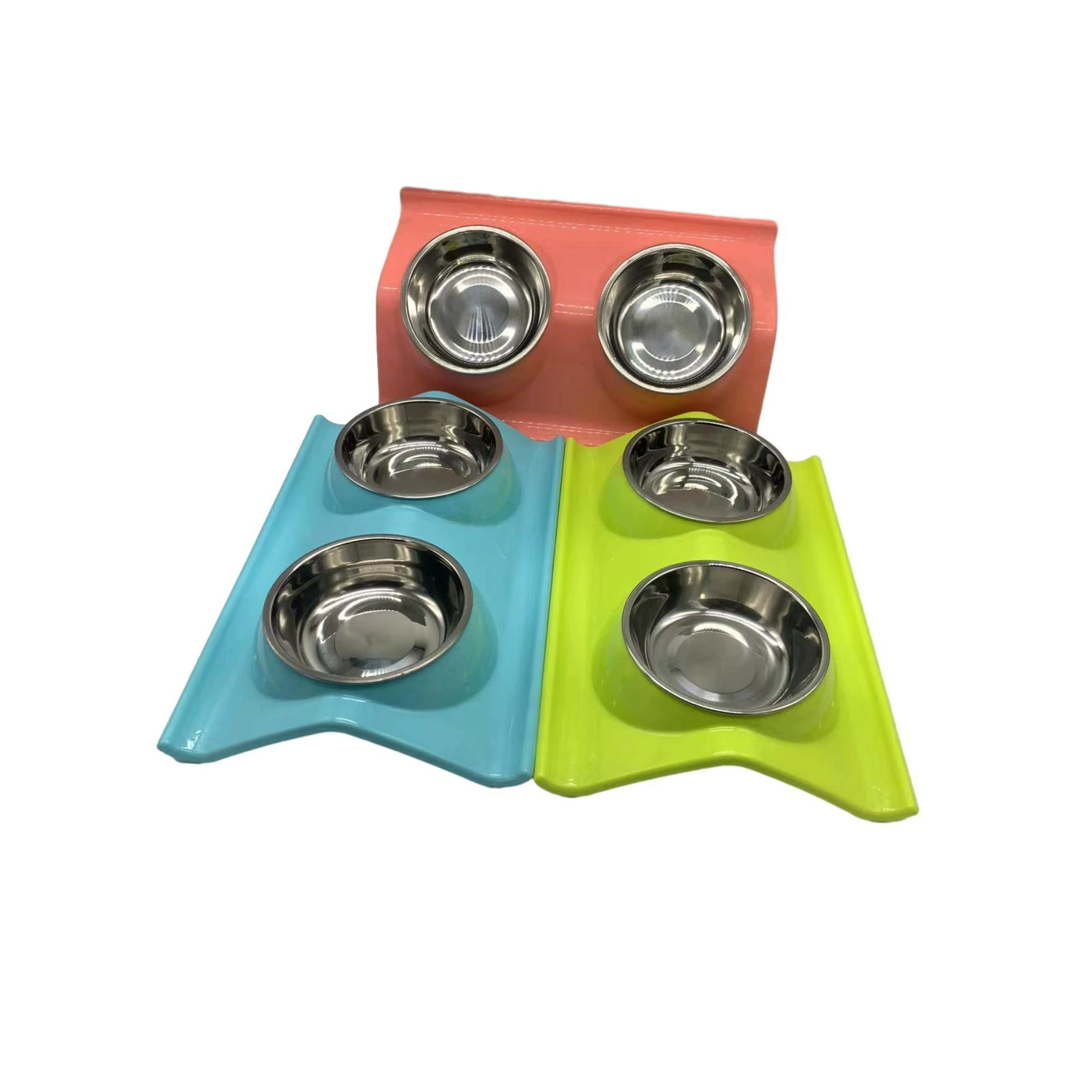 Домашние животные Нержавеющая сталь двойная чаша для домашних животных