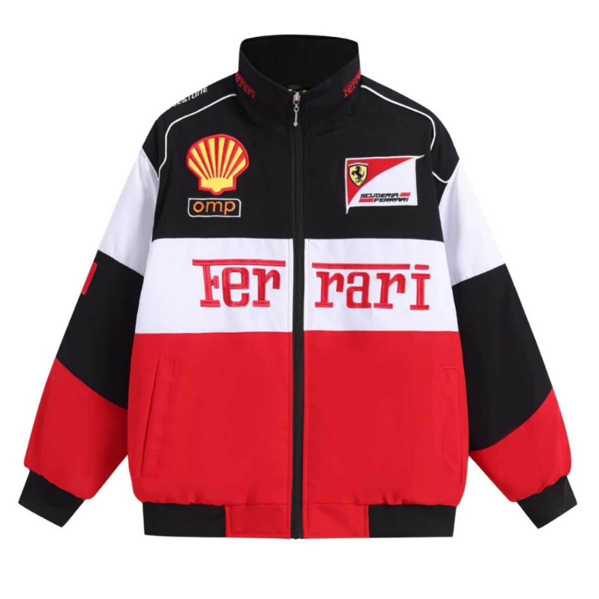 Heavy embroidery F1 Ferrari team racing jacket, cotton jacket, unisex, manufacturer in stock, one-piece drop shipping, customizable