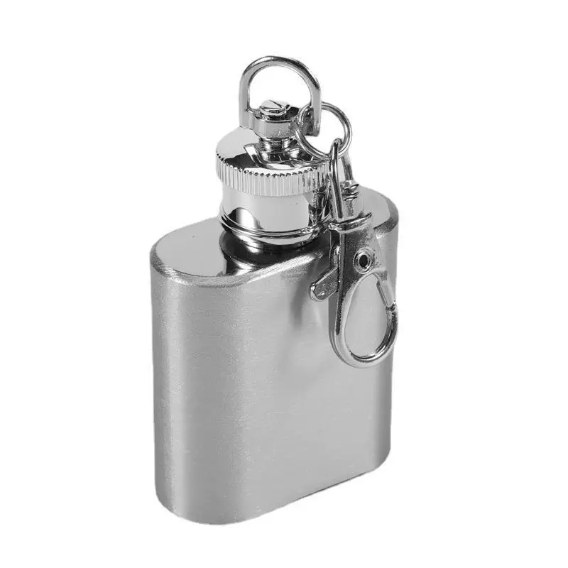 Handheld travel pocket flask for camping stainless steel, keychain, 1-2 ounces
