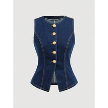 H 64445 Ladies Waist Denim Vest Ůʿ����ţ�����׿羳����