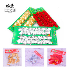 人気クリスマス装飾品5.5cmミニ金銀赤布蝶ネクタイクリスマスツリー装飾品12個包装
