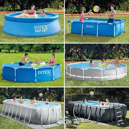 INTEX rectangular bracket swimming pool adult family swimming pool large outdoor children's swimming pool inflatable pool