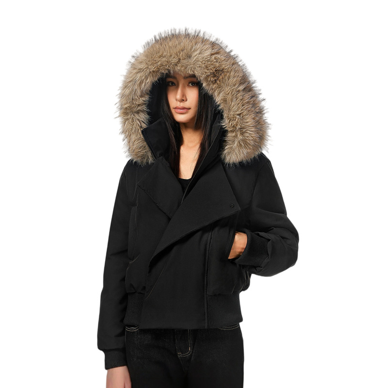 2026 Korean Style Design, Detachable Large Fur Collar, Hooded, Short, Loose-fitting Cotton-padded Jacket for Women, Plus Size, Warm Coat