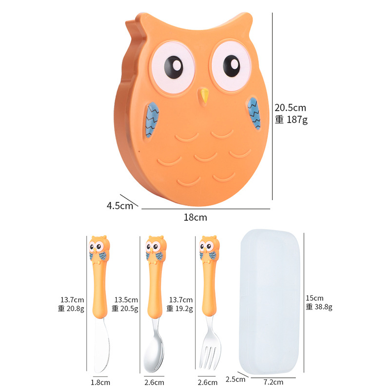오렌지 디너 접시 + 나이프, 포크, 스푼 + 휴대용 상자
