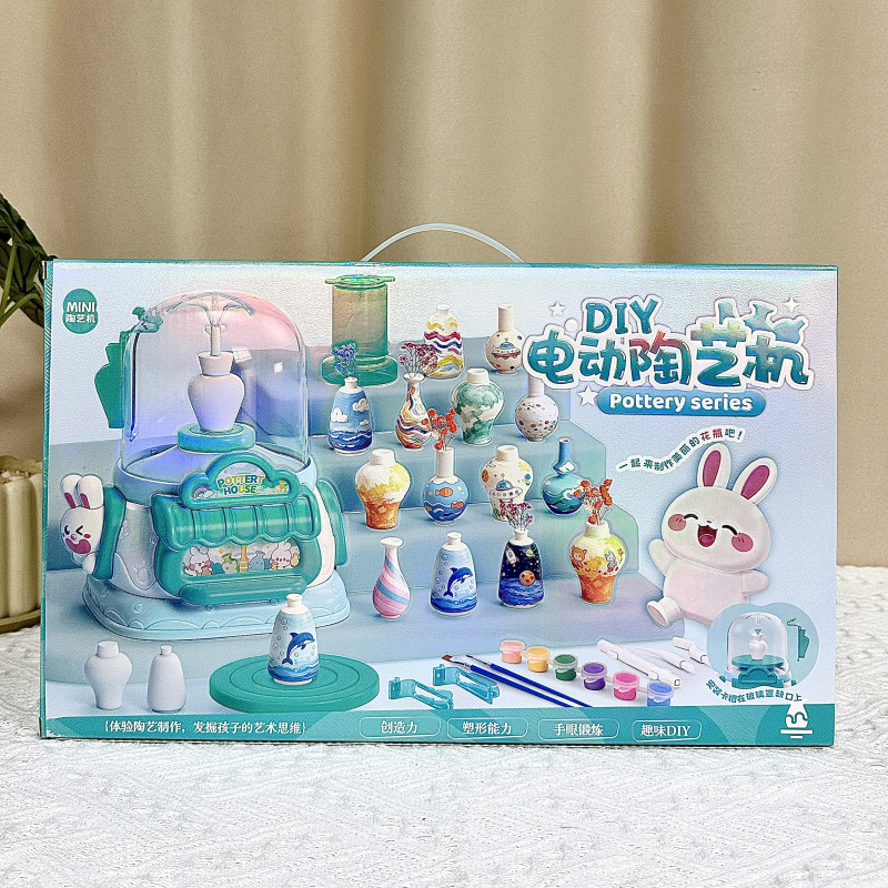 Niña nueva máquina de cerámica eléctrica DIY arcilla de cerámica suave sin hornear paquete de materiales de cerámica de juegos de video juegos de la ciudad de puntos de regalo