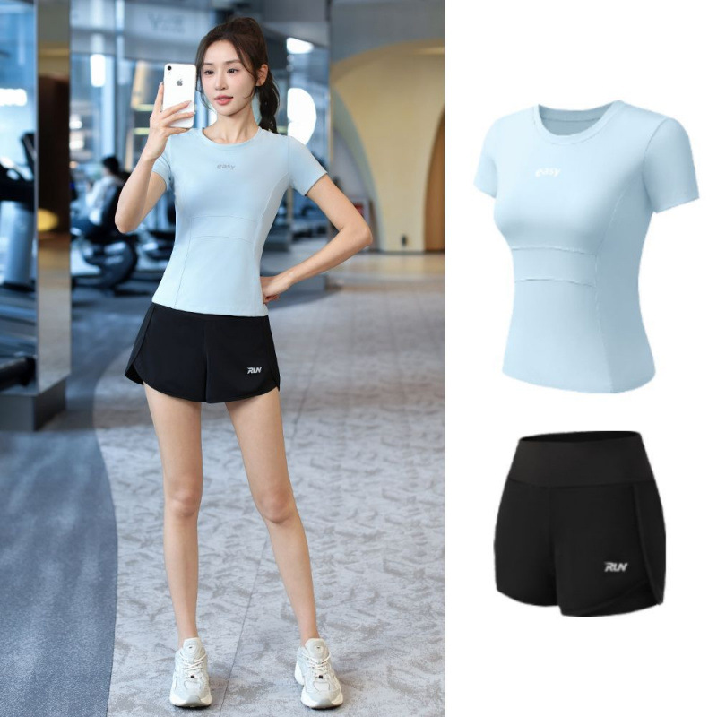Trajes de yoga para mujeres de verano ropa deportiva suelta rápida ropa seca para correr trajes de mujeres de la mañana comercio al por mayor