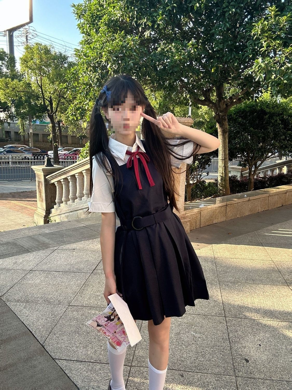 Mino Takahiro's Original Uniform Cyan School Supply Preppy Style Vest Dress Basic Dress