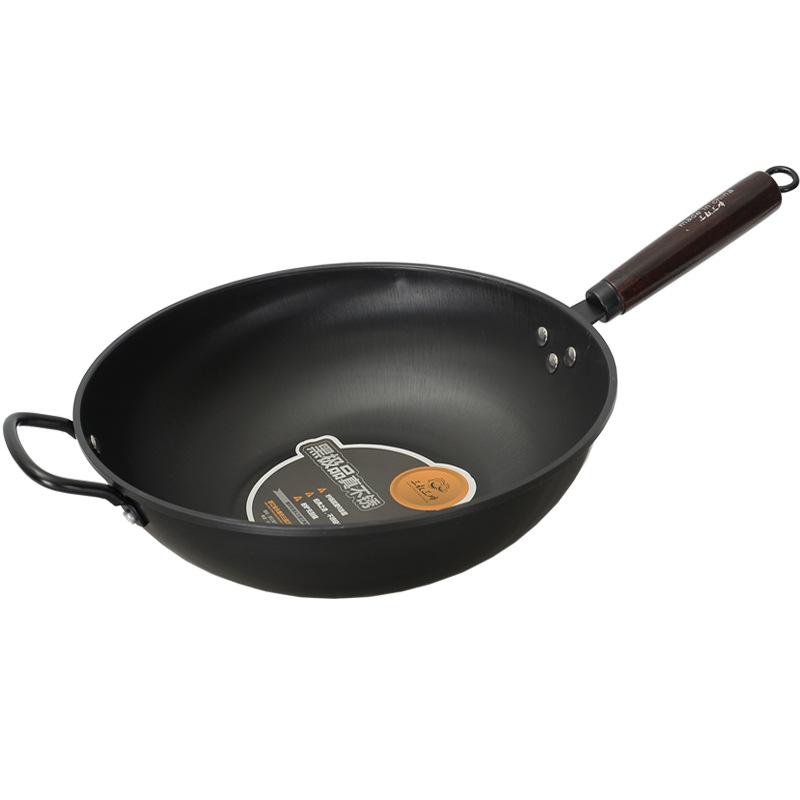 Tres tío tres tía wok hogar no recubierto de acero inoxidable real cocina de hierro pan estufa de gas Cocina de Inducción olla universal