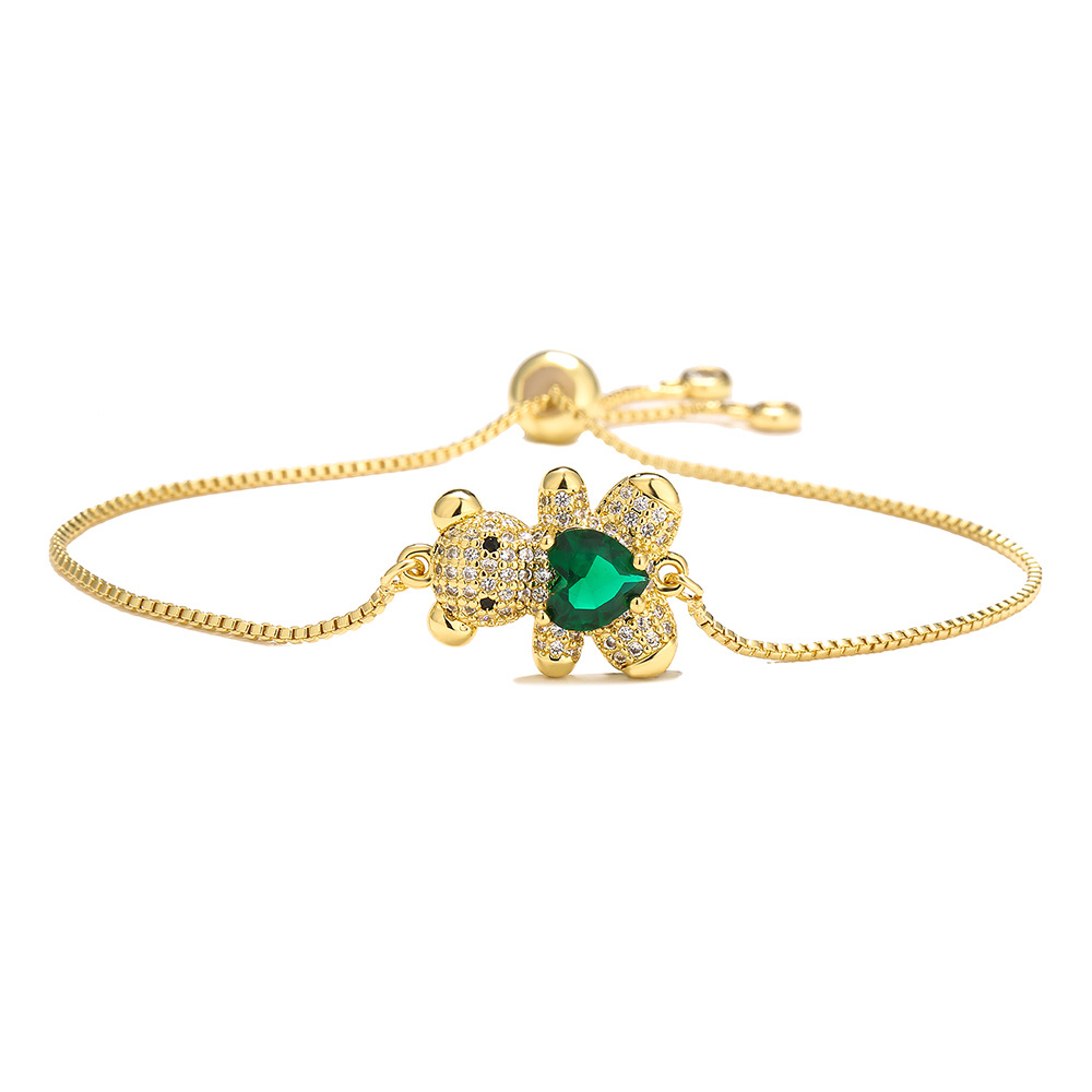 Inlay Design Bear Copper Cute Fashion Bracelets