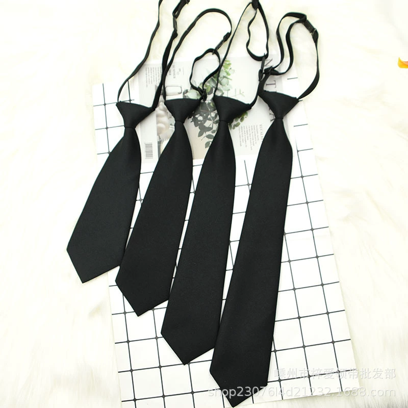 Черный ленивый Повседневный галстук производитель мужской однотонный полиэстер шелковый галстук-бесплатно 7 см новые аксессуары галстук оптом