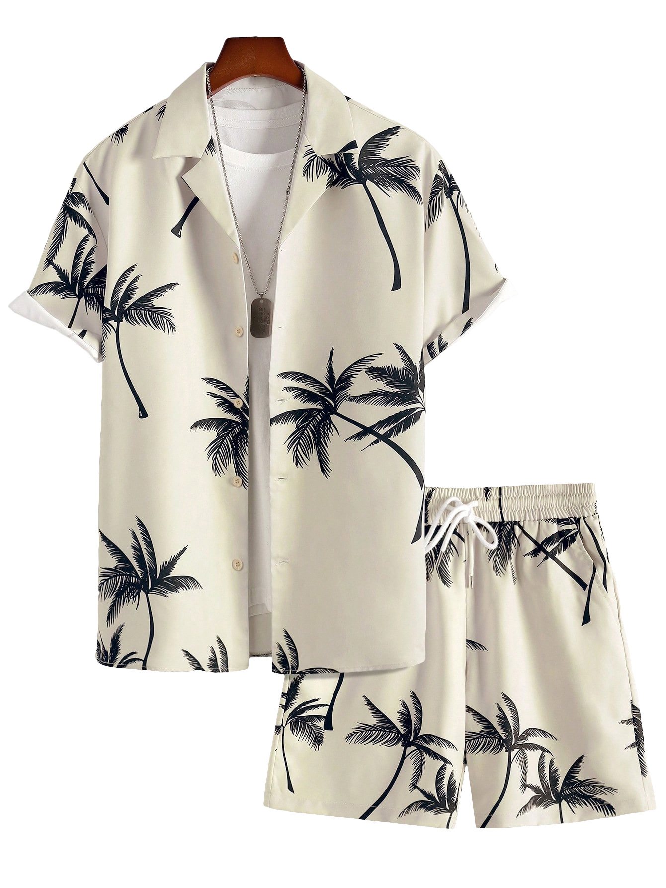 Sommer Set Herren Hemd Mit Kurzarm Und Shorts Im Print Design_voghion.com