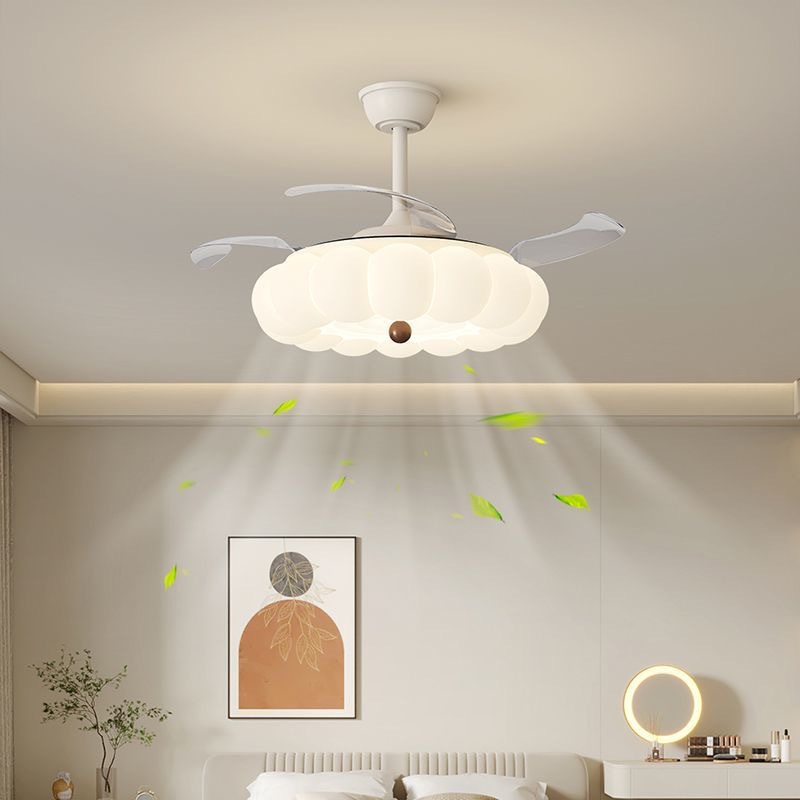 Invisible fan light cream wind restaurant ceiling fan mute big wind bedroom fan children's room led Zhongshan lamp