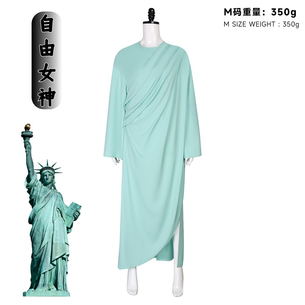 美国自由女神角色cos服圣衣 万圣节古罗马长袍 独立日cosplay套装