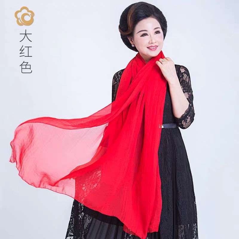 丝巾女百搭春秋长款夏季防晒披肩雪纺纯色围巾超大沙滩多功能纱巾