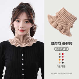 秋冬季女新款针织套头围脖保暖百搭毛线假衣领时尚防风护颈脖套