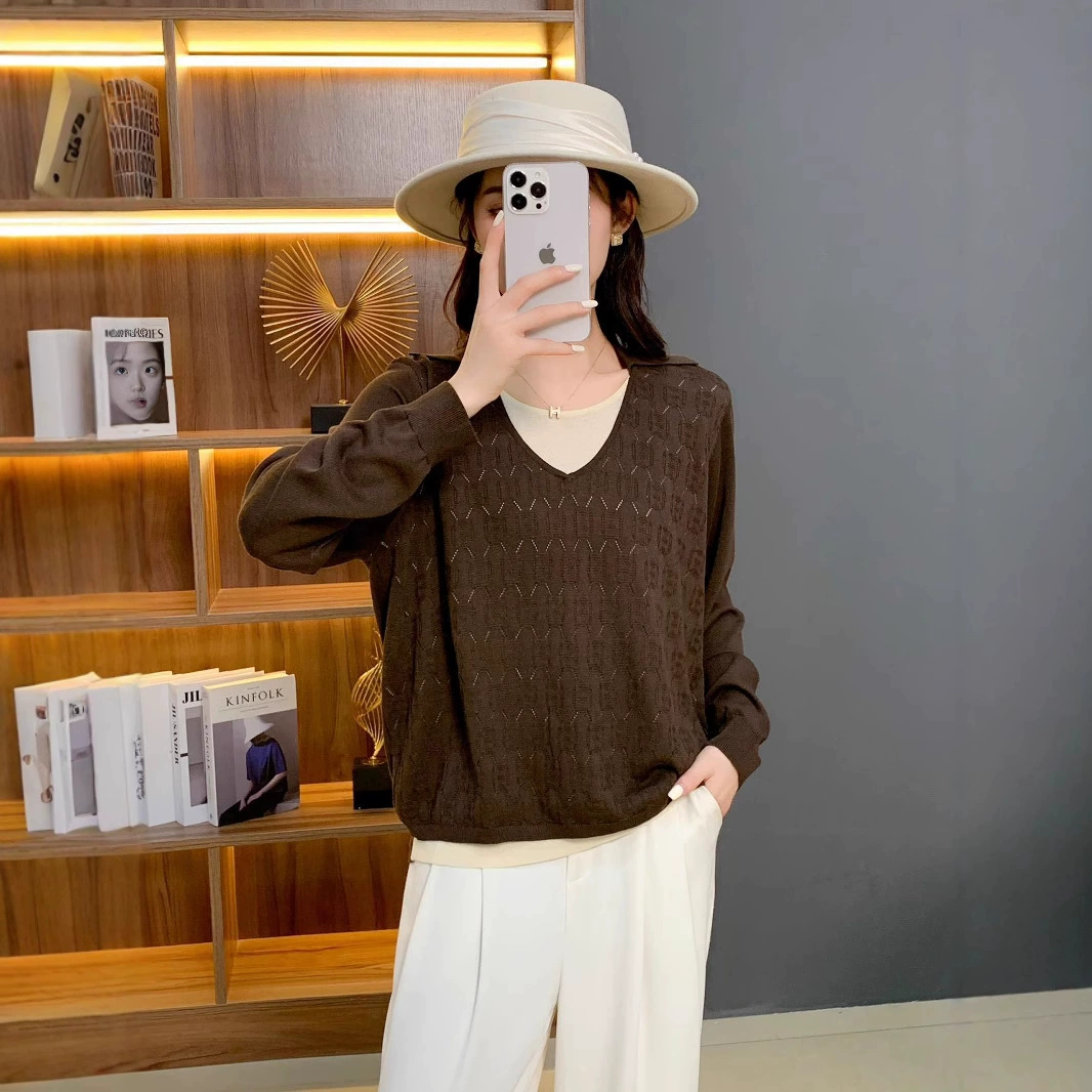 Хит продаж на Amazon: весенняя новинка, повседневный и свободный стиль, однотонные женские трикотажные топы.