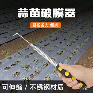 Stainless Steel Telescopic Garlic Hook Garlic Emergence Artifact Film Hook Garlic Seedling Hook Pick Garlic Tool Film Emergence Farm Tools
