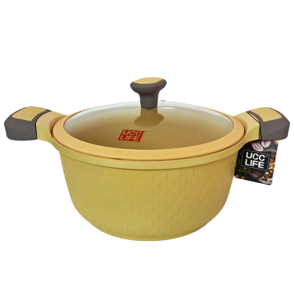 Juego de 20 piezas de rayas verticales DONNOR, juego de utensilios de cocina de aluminio fundido a presión antiadherente, olla de sopa, sartén, mármol