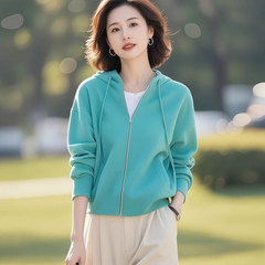 今年流行的独特好看小个子显瘦休闲连帽蓝色开衫2025新款女装外套