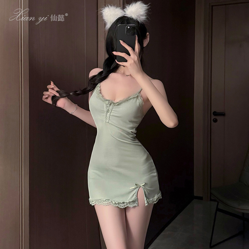 Xianyi Sexy Lingerie Pure Desire Camisole Sleepwear Abstinence Lace Nightdress Female Temptation High-End Hot Girl Set 563
