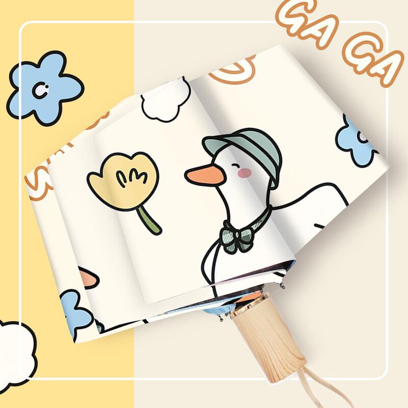Children's Umbrella with Anti-Rebound Double Ribs, Fully Automatic, Dual-Use for Sun and Rain, Safe Black-Coated Sun Umbrella for Primary School Students