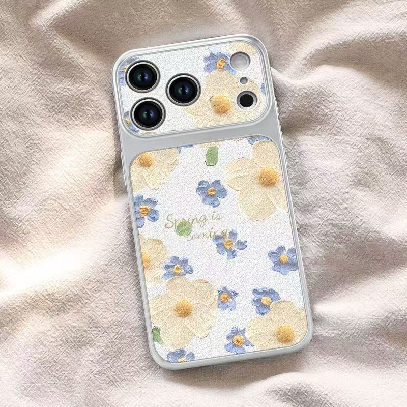 Cross-Border Yellow and Blue Oil Painting Floral Corning Case 17 Suitable for iPhone 16 with Lychee Texture Large Window 15/14/13Pro/12 Cross-Border Yellow and Blue Oil Painting Floral Corning Case 17 Suitable for iPhone 16 with Lychee Texture Large Window 15/14/13Pro/12