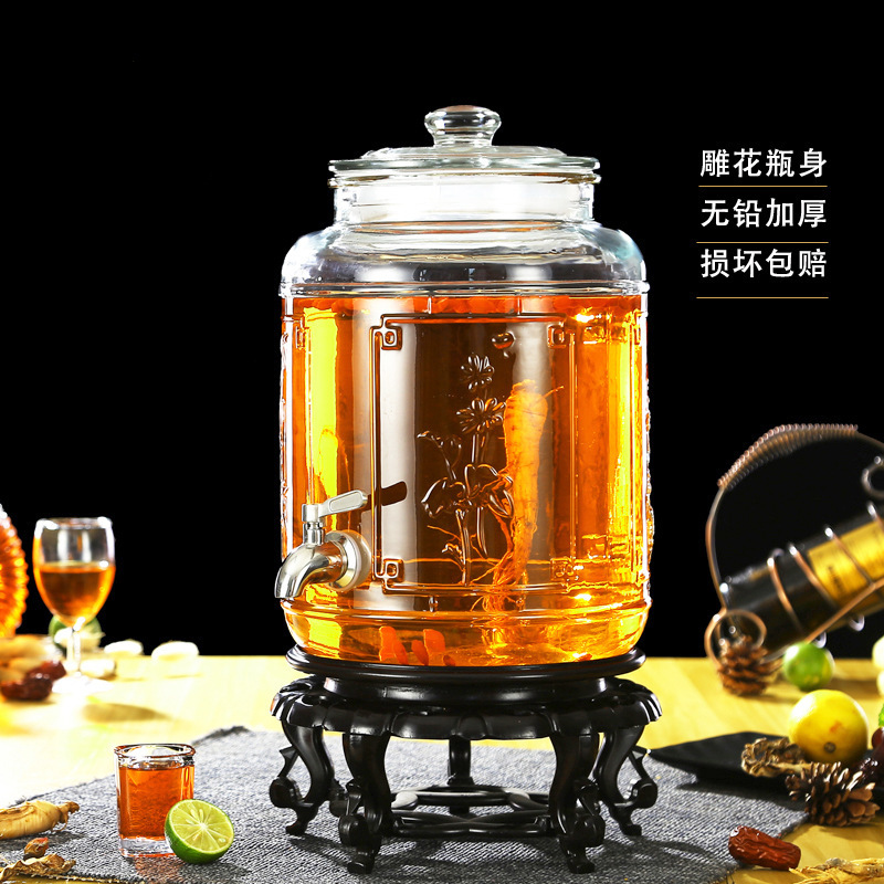 厂家批发玻璃泡酒瓶泡酒坛自酿发酵白酒玻璃罐15斤加厚密封药酒瓶