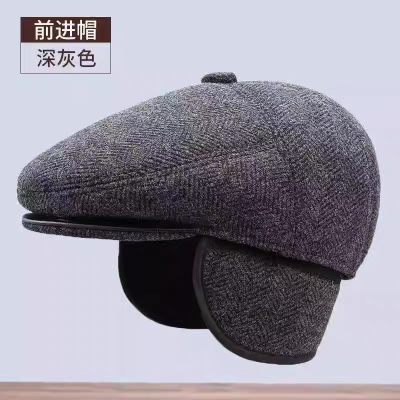 Sombrero de invierno de mediana edad, abuelo, protector de orejas, sombrero de lengua de pato, sombrero de invierno caliente al aire libre, sombrero universal