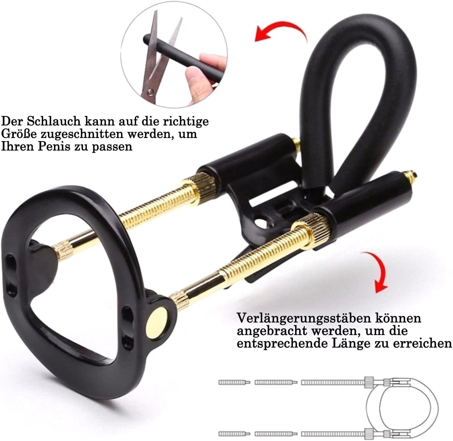 Male Penile Stretcher with Metal Bracket Connecting Ring, Manual Physical Exerciser — detail image 5