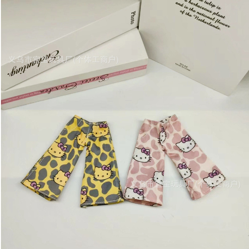 Long-Legged Kt New Celebrity Style Leopard Print Pink Baby Clothes Pants Girl Heart Bag Pendant Keychain Accessories Clothing Matchinging