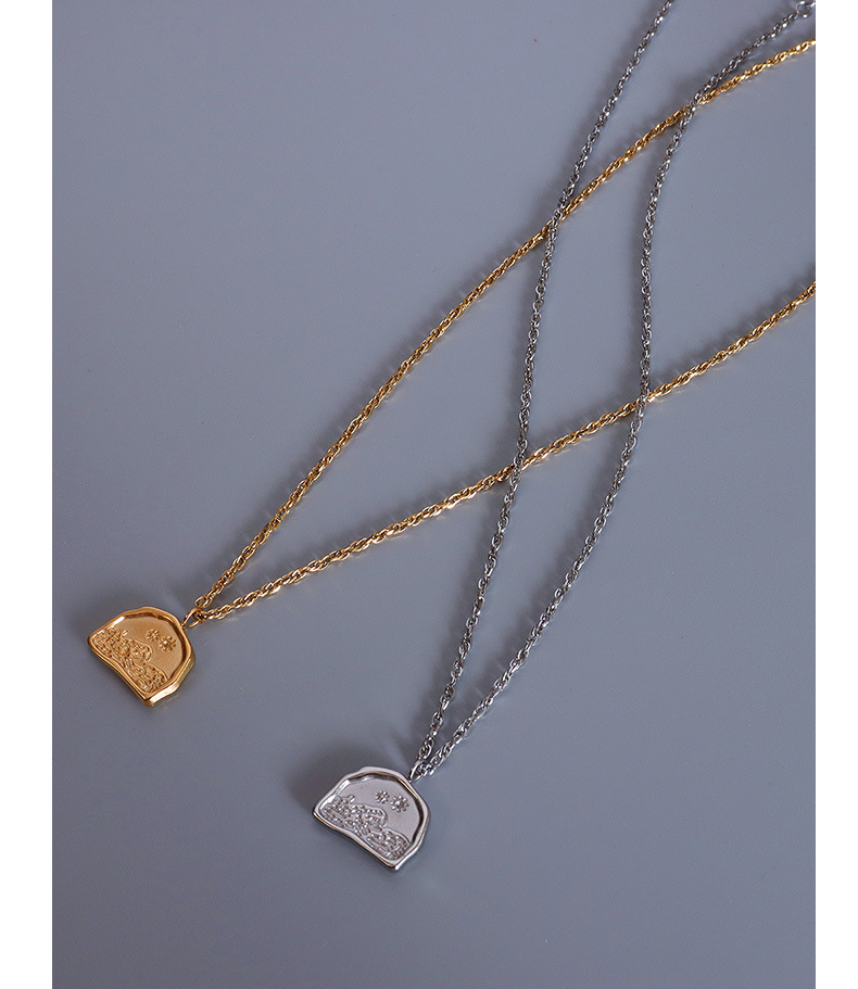 marka Han Mei Ying Xue Halb unregelmäßige Schlüsselbeinkette Hip Hop Nischendesign Titanstahl Goldschmuck_voghion.com