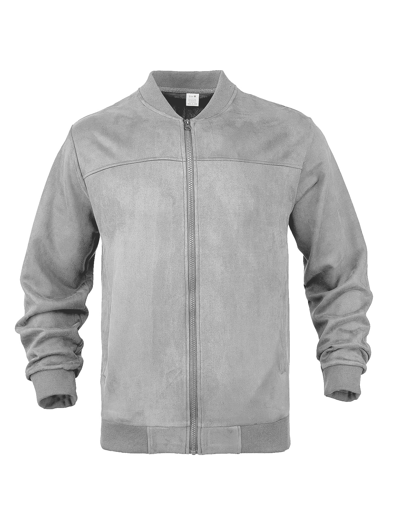 Transfronterizo nuevo Amazon gamuz hombre chaqueta de vuelo con cremallera europea y americana diseño de empalme de color sólido chaqueta simple