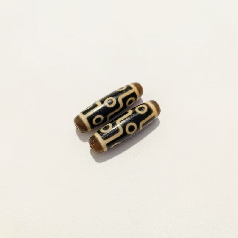 ソースメーカー チベット九目天珠 12.5×38mm 瑪瑙歯黄色馬蹄ビーズ ブレスレット ネックレス 【A級】|undefined
