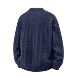 2026秋季绞花纹开衫毛衣秋季新款宽松慵懒风圆领针织衫外套，男装针织衫/毛衣，星座614