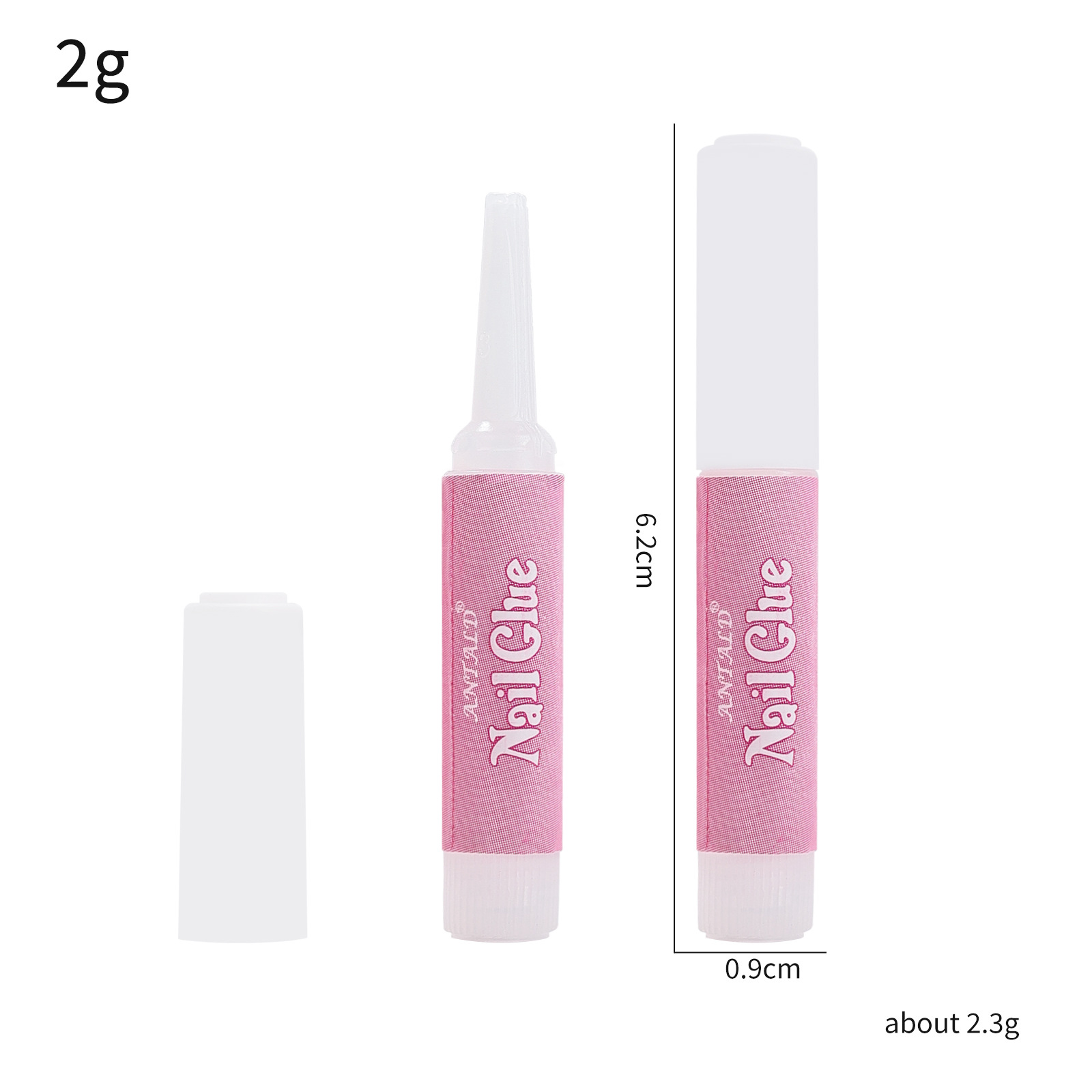 Suministros de uñas transfronterizos botella redonda pegamento de uñas 2G pegamento de uñas con cabeza de cepillo pegamento de uñas no duele pegamento de diamante de joyería de palo de uñas