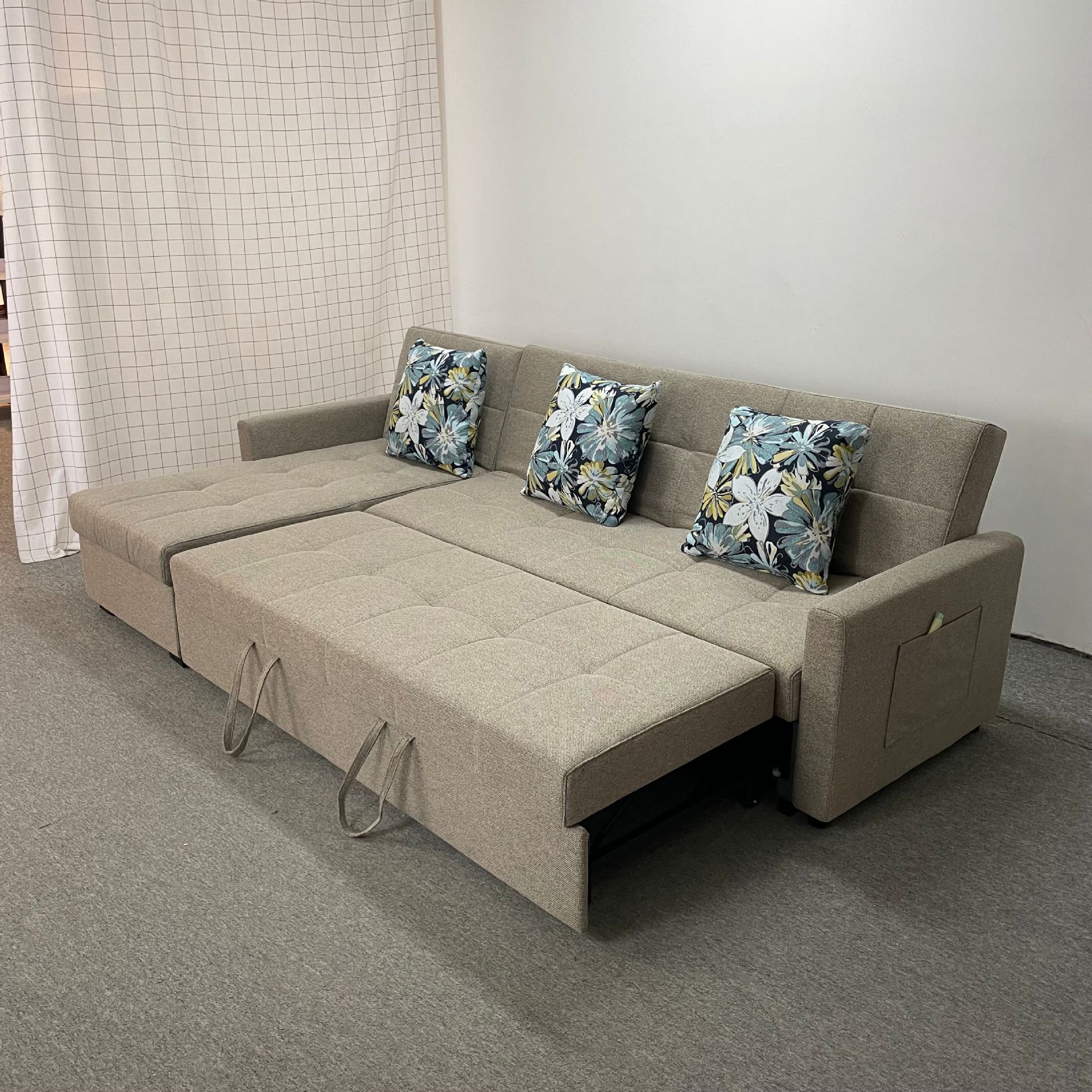 Sofá cama de tela de doble propósito esquina plegable de sala de estar multifunción económica desmontación y lavado almacenamiento tecnología sofá cama de tela image 4