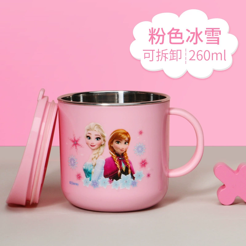 Детская кружка для воды Disney, бытовая, антипадающая, для детского сада, из нержавеющей стали, для маленьких детей, с крышкой