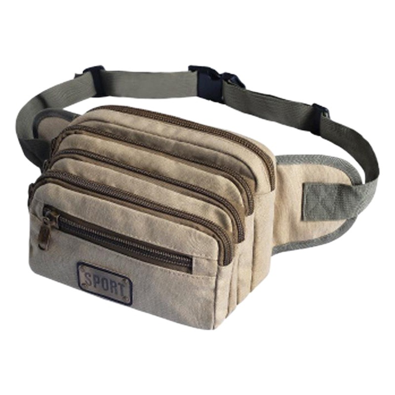 Bag Men's 2020 New Multi-Layer Canvas Cash Register Waist Bag Men's Crossbody Storage Waist Bag Money Collection Mobile Phone Waist Bag