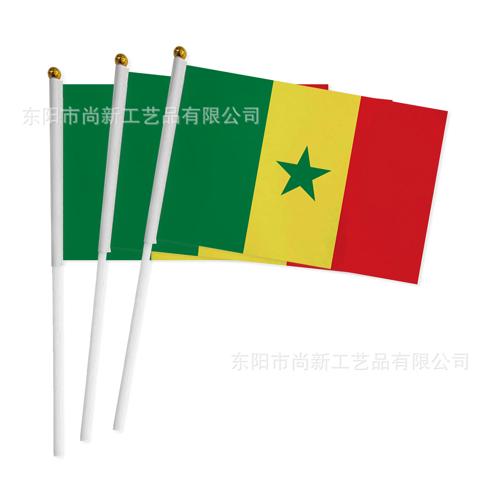 20 × 28cm Bandera del mundo con bandera de mano con barra de bandera de poliéster impresa en pantalla