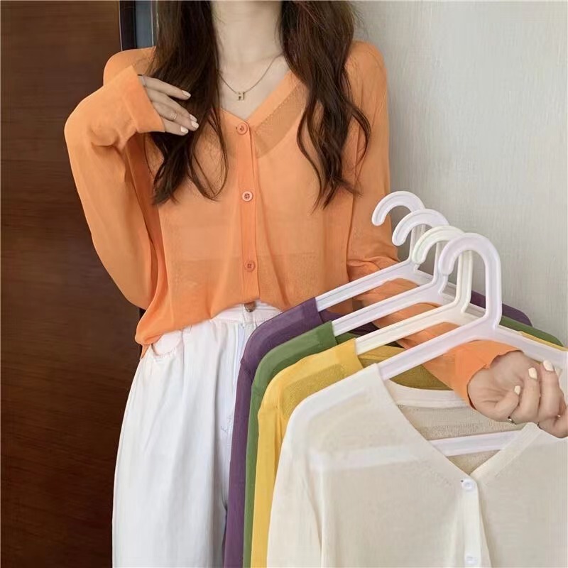 Thin Knitted Sun Protection Cardigan Jacket for Women 2023 Summer New Retro Gentle Style Loose Versatile Long-Sleeved Top
