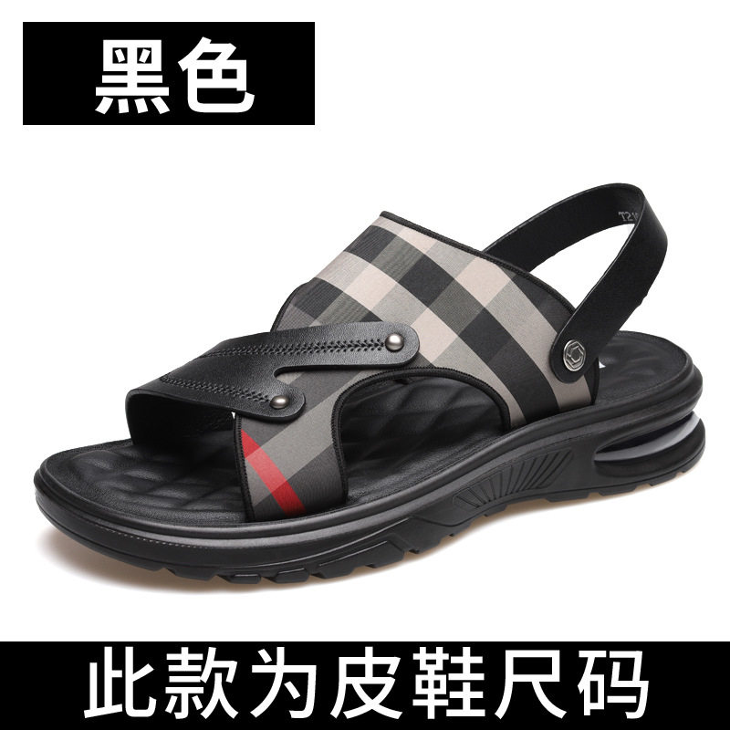 Dép sandal nam quai ngang hở ngón đế PU chống trơn trượt, đi biển và thể thao ngoài trời — T2188 màu đen